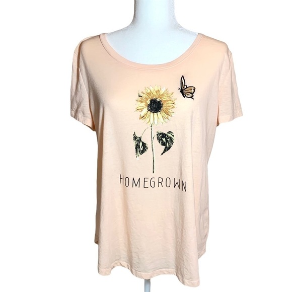 Maurices Soft Pink Orange Peach Coral Homegrown Graphic T-Shirt Size Large - Picture 10 of 16